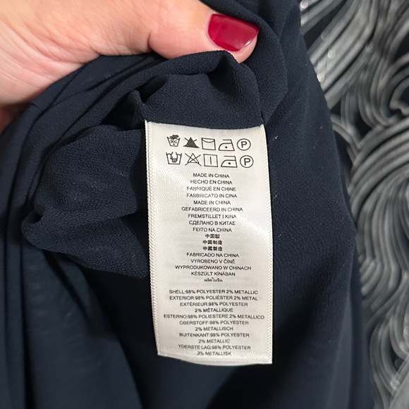 MICHAEL Michael Kors Patterned Metallic Sleeveless Maxi Dress, Navy & Cream, 10 - Picture 7 of 10